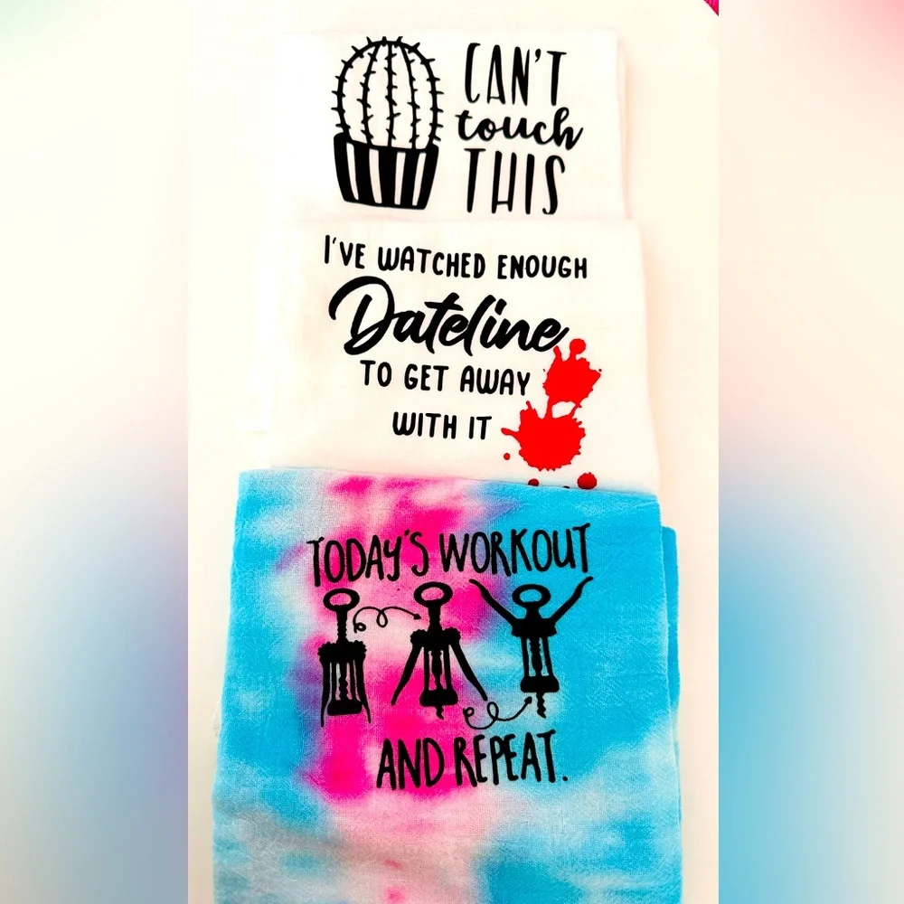 SALE $15 Three Novelty Tea Towels